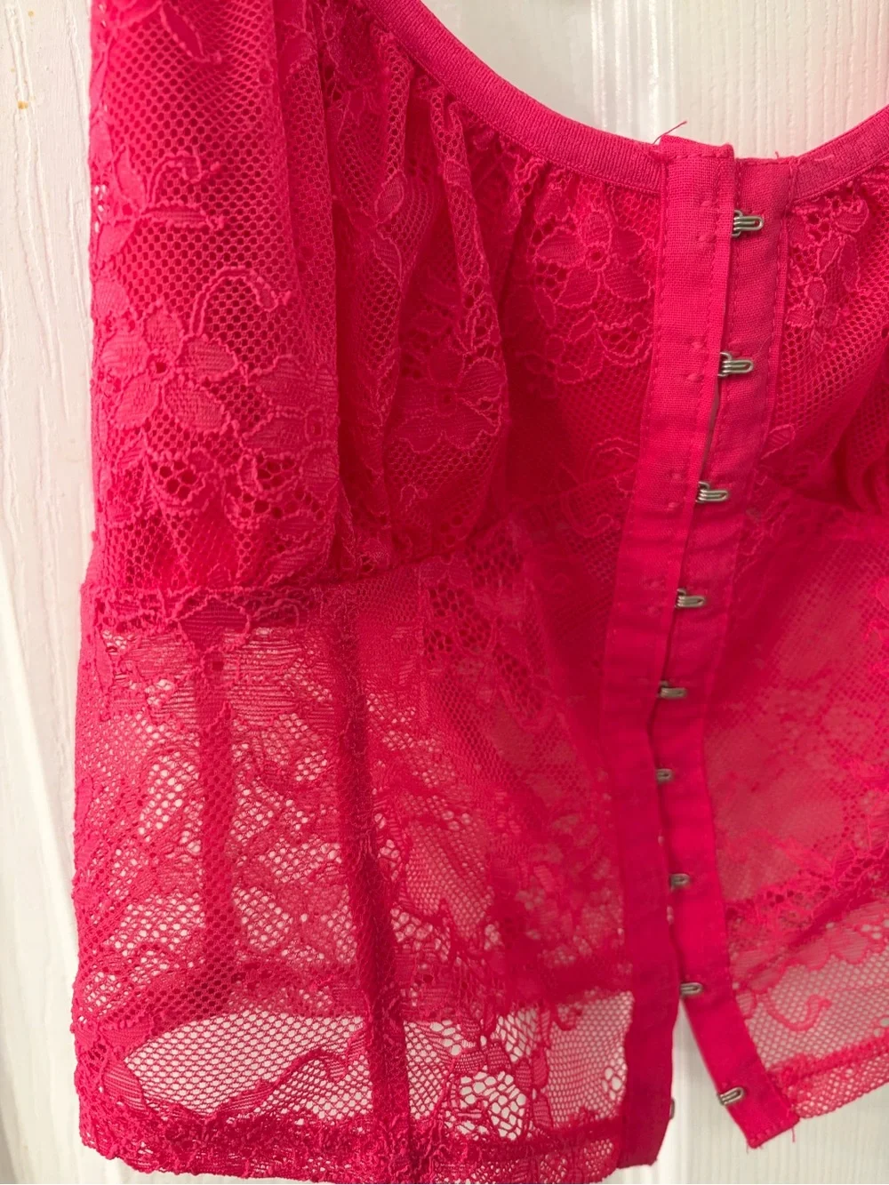 Garage Hot Pink Lace Front-Closure Bralette
